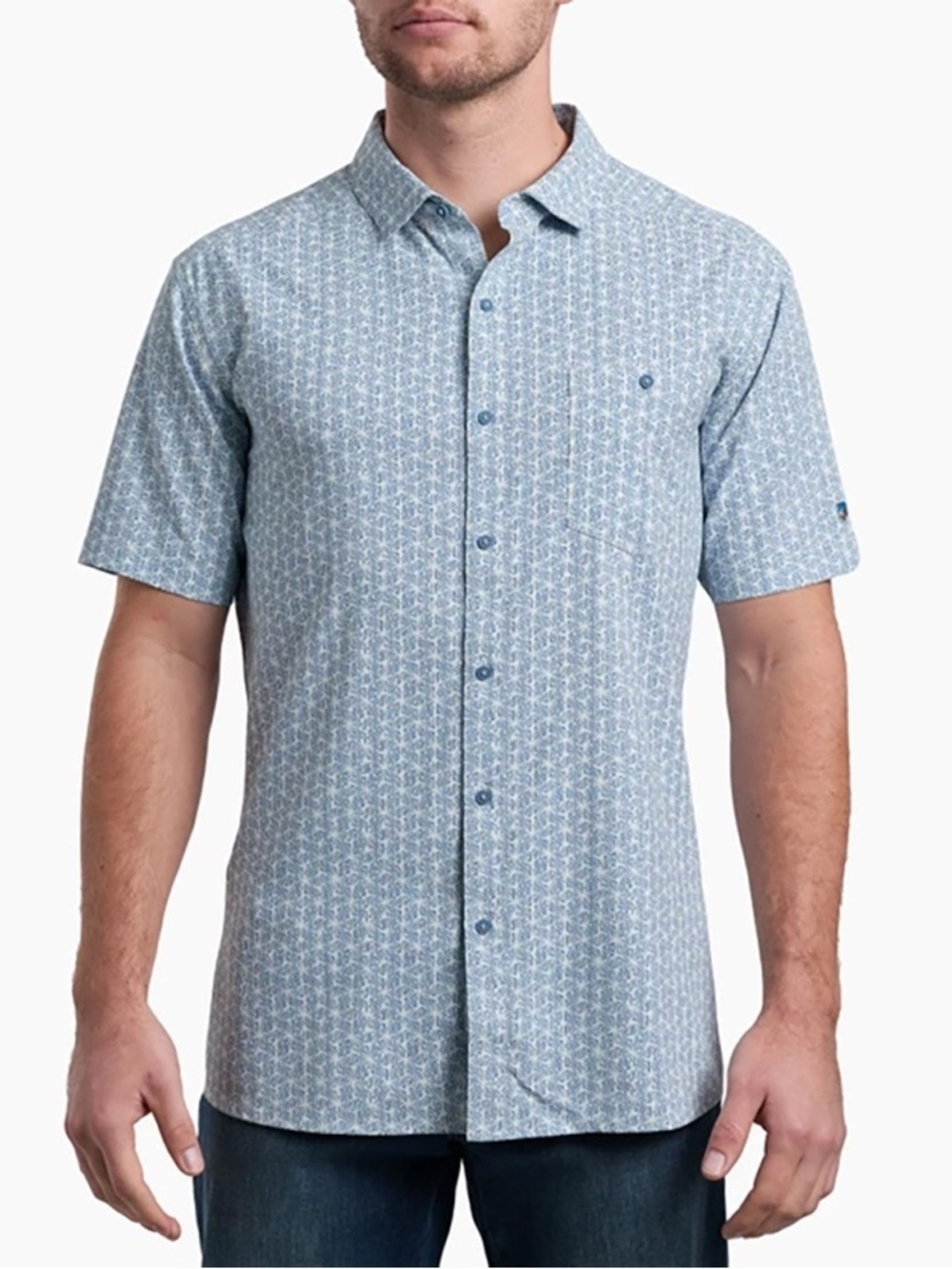 KÜHL Persuadr Short-Sleeve Shirt Blue Men's‎ Small Outdoor Button Front Gorpcore